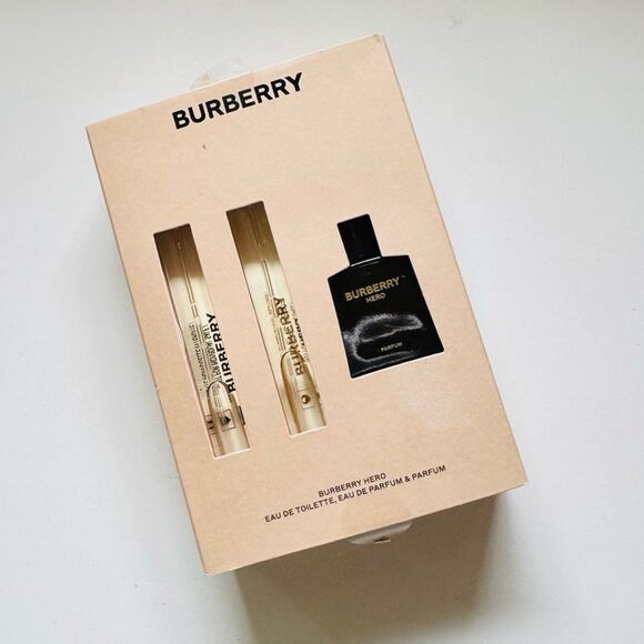 NEW MENS BURBERRY Hero Scent Spray Cedarwood Pine Woodsy Gift Box Travel Set - Picture 7 of 8
